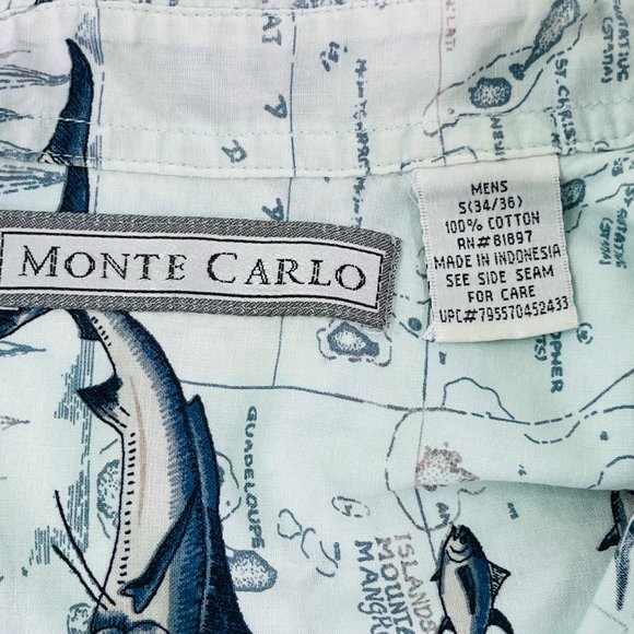 Monte Carlo Men’s Shirt Fishing South Atlantic Hawaiian Aloha Pattern S (34-36) - Picture 3 of 9